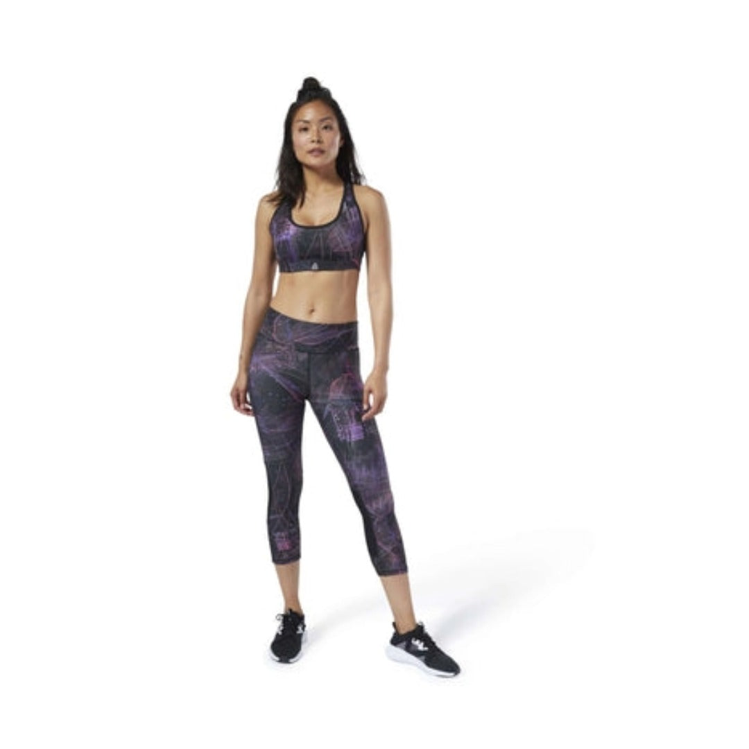 Reebok Women's One Series Running 3/4 Length Leggings - Black Regal Purple