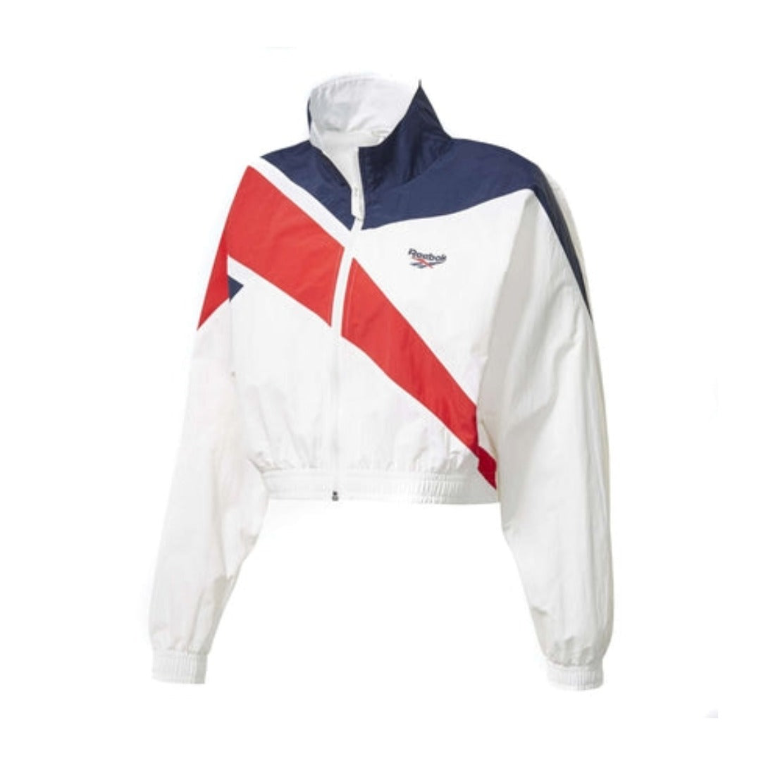 Reebok Women's classic Vector Cropped Track Jacket - White/Collegiate Navy/Primal red