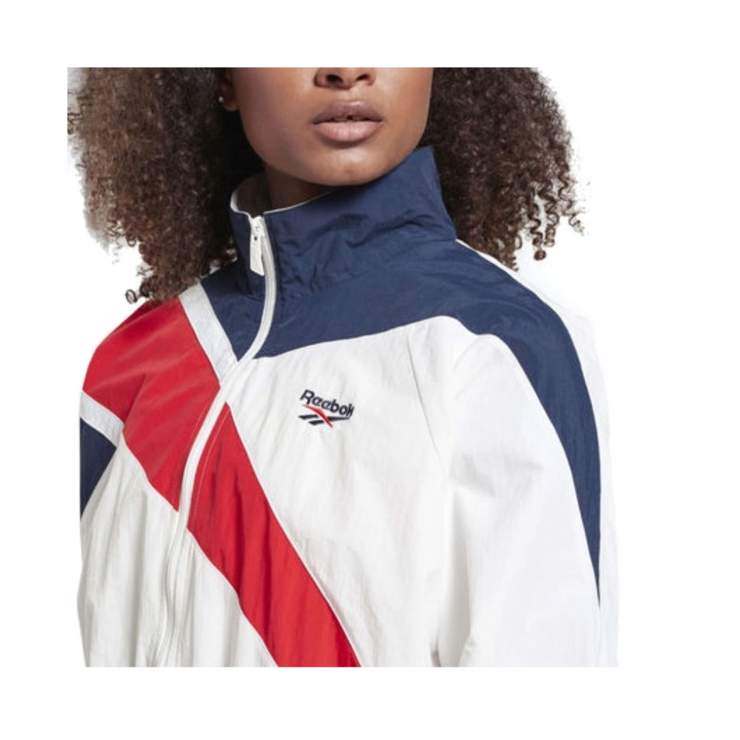 Reebok Women's classic Vector Cropped Track Jacket - White/Collegiate Navy/Primal red