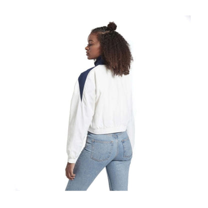 Reebok Women's classic Vector Cropped Track Jacket - White/Collegiate Navy/Primal red