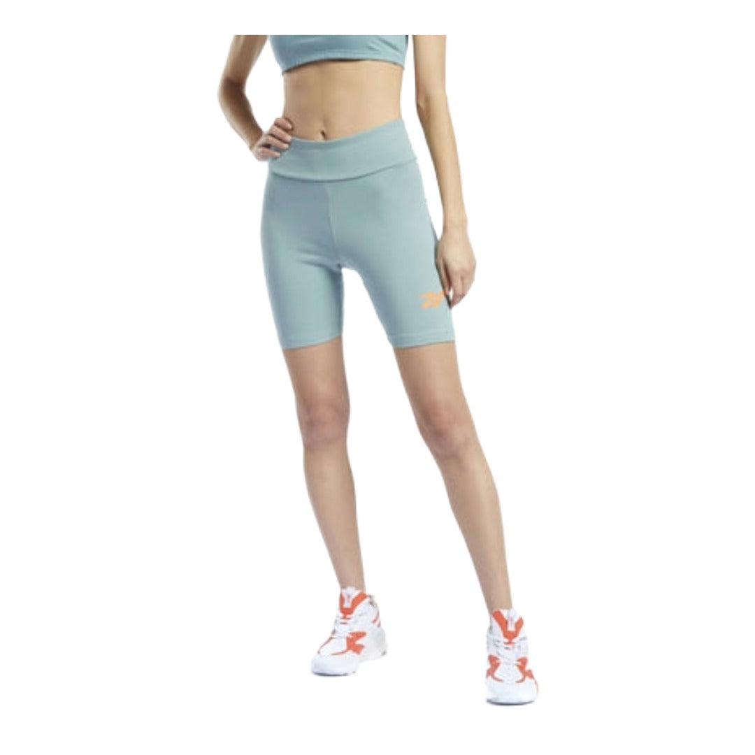Women’s fitted bike shorts featuring a stretchy fabric construction, elastic waistband, mid-thigh length, and athletic silhouette for workouts and everyday wear