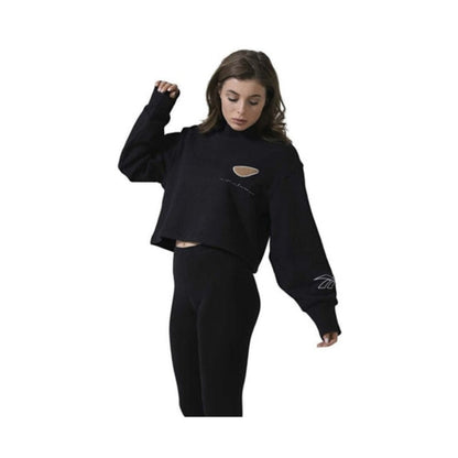 “Women’s crewneck sweatshirt featuring soft fleece fabric, ribbed cuffs and hem, a relaxed fit, and a front graphic design for casual everyday comfort