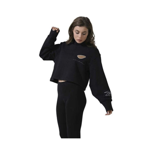 “Women’s crewneck sweatshirt featuring soft fleece fabric, ribbed cuffs and hem, a relaxed fit, and a front graphic design for casual everyday comfort