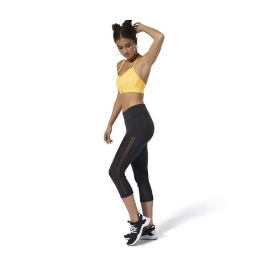 Reebok Women's Lux 3/4 Workout Mesh Tights - Black