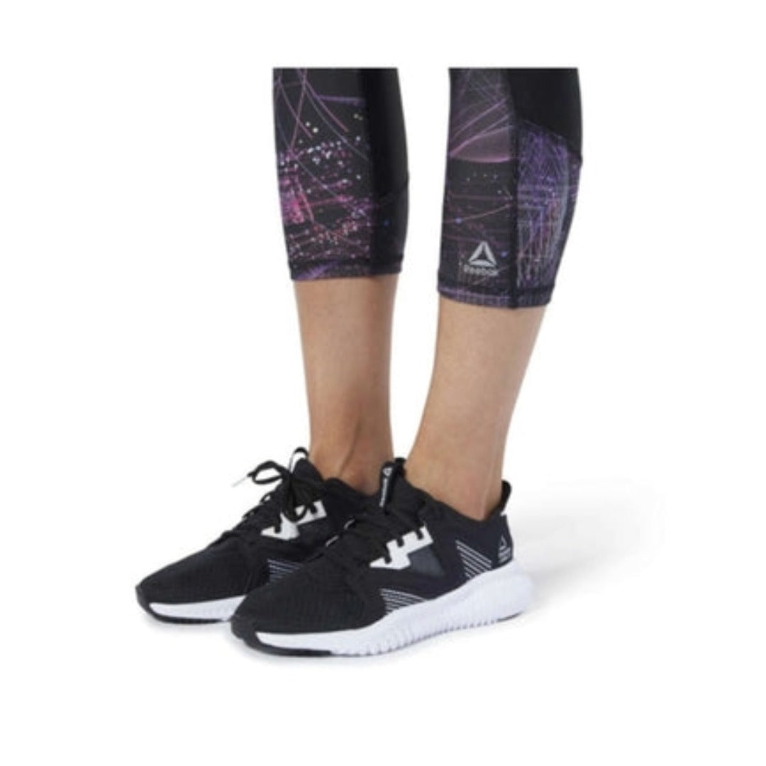 Reebok Women's One Series Running 3/4 Length Leggings - Black Regal Purple