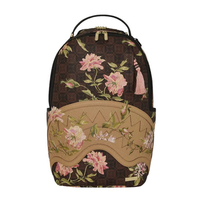 Sprayground AiSF Henny Floral DLXSV Backpack with vibrant floral graphic, padded laptop sleeve, and multiple zippered compartments.