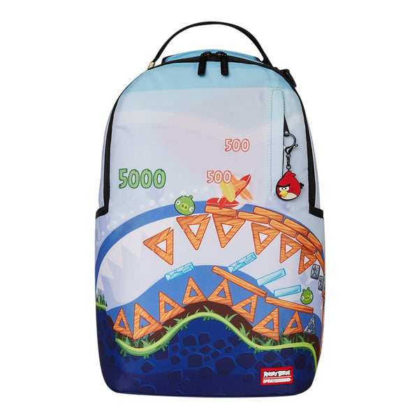SPRAYGROUND Angry Birds Shark Game Backpack featuring Angry Birds in arcade theme with shark mouth graphic on a durable vegan leather exterior









