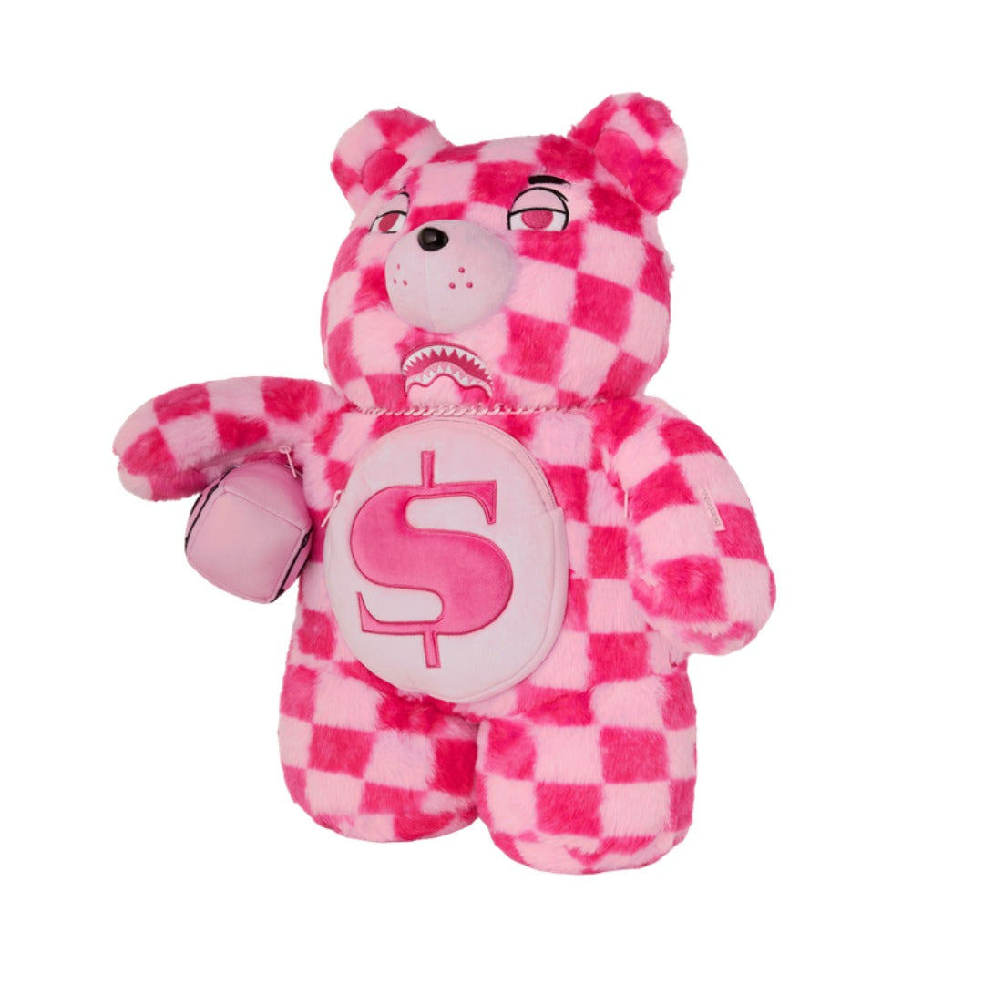SPRAYGROUND Pink Fur Check Moneybear Backpack