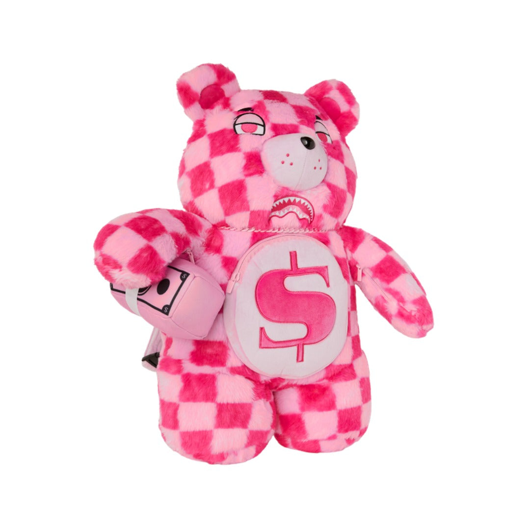 SPRAYGROUND Pink Fur Check Moneybear Backpack