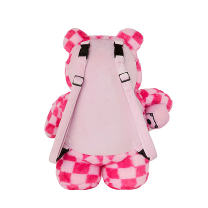 SPRAYGROUND Pink Fur Check Moneybear Backpack