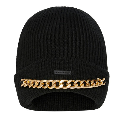 Sprayground Big Gold Links beanie with bold gold chain design