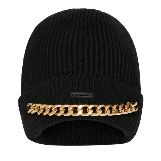 Sprayground Big Gold Links beanie with bold gold chain design