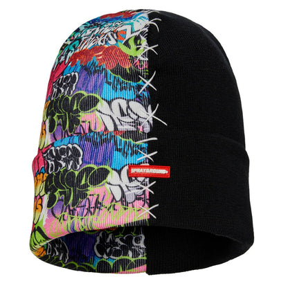 Sprayground Split Graff Beanie with graffiti-style split design