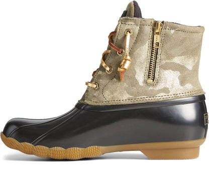 Sperry Women's Saltwater Metallic Camo Duck Boot STS86694 OLIVE