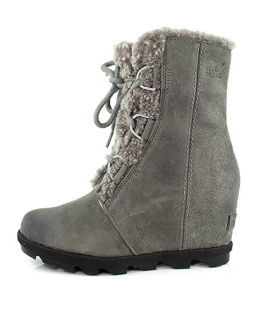 Sorel Women's Joan Wedge Shearling Boots (Quarry)