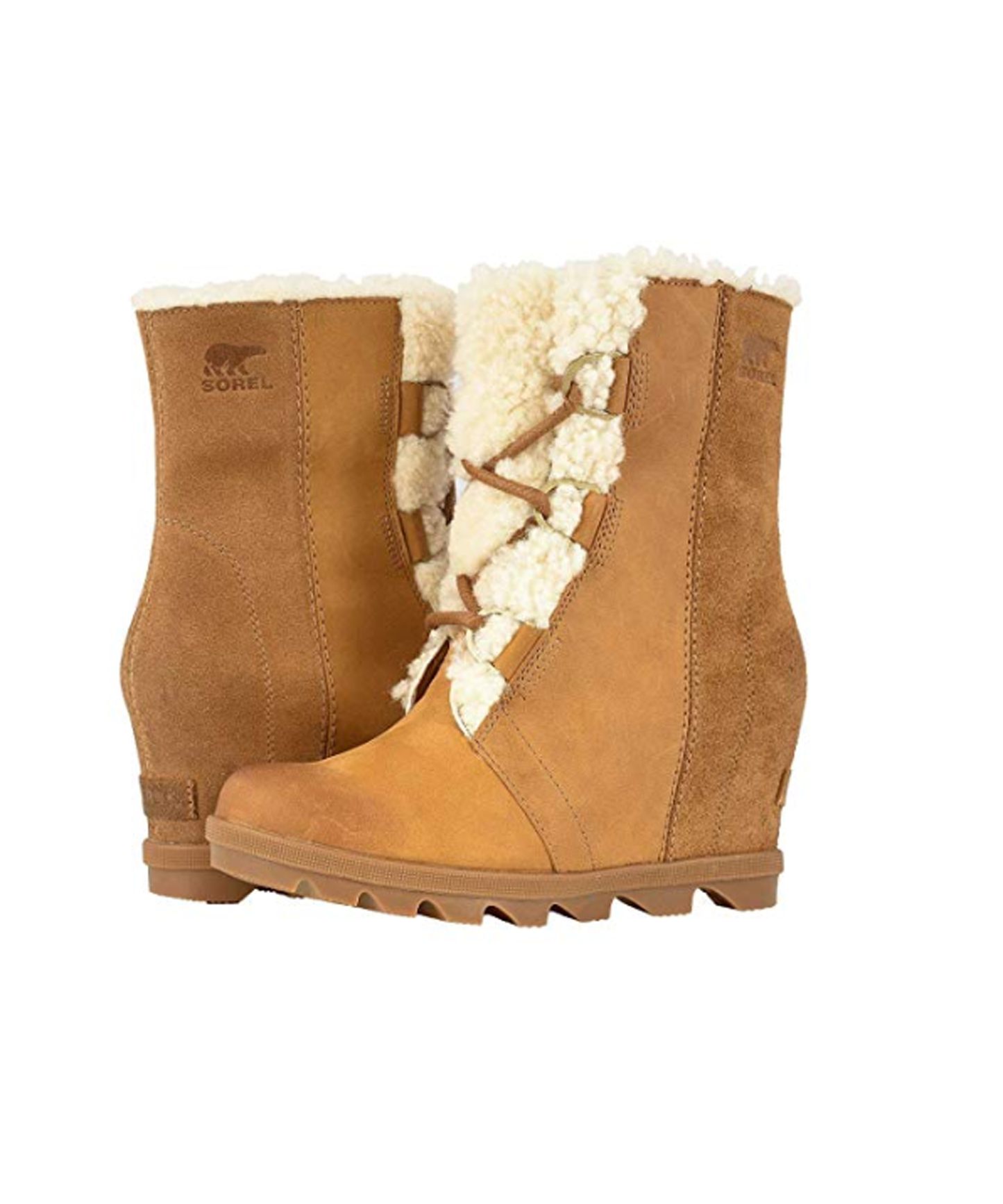 Sorel Women's Joan Wedge Shearling Boots (Camel Brown)