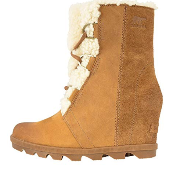 Sorel Women's Joan Wedge Shearling Boots (Camel Brown)