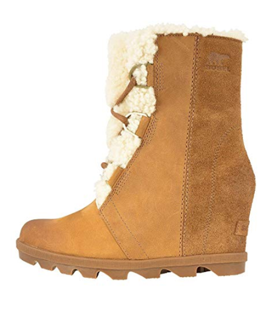 Sorel Women's Joan Wedge Shearling Boots (Camel Brown)