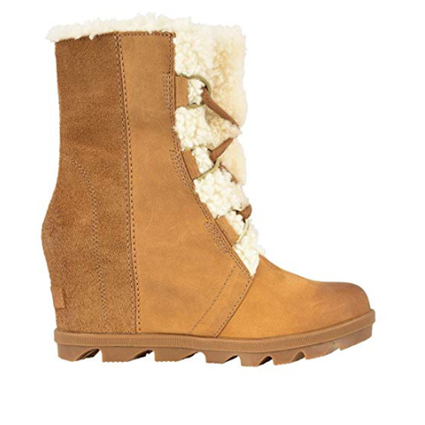 Sorel Women's Joan Wedge Shearling Boots (Camel Brown)