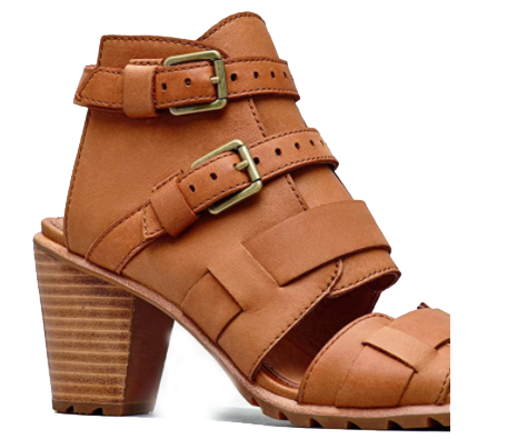 Sorel  Women's Nadia Buckle II Open Toe Wedge Sandals Carmel Brown