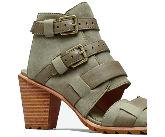 Sorel  Women's Nadia Buckle II Open Toe Wedge Sandals Sage