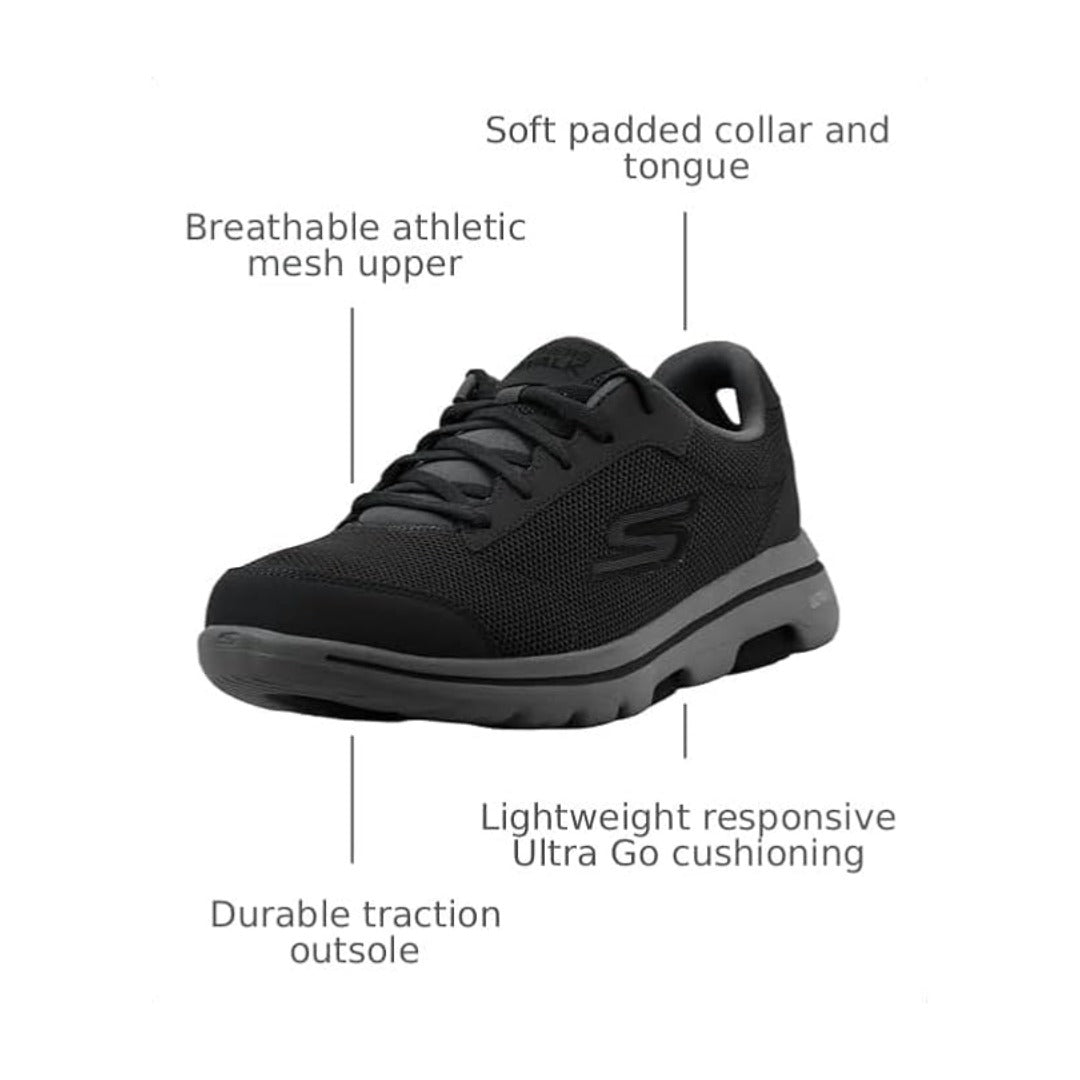 Skechers Men's GOwalk 5 Demitasse  Shoes- Charcoal/Black