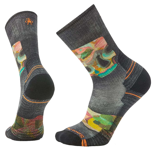 Hiking crew socks featuring light cushioned merino wool construction, breathable trail comfort, and bold Def Lyfe printed styling for outdoor adventures