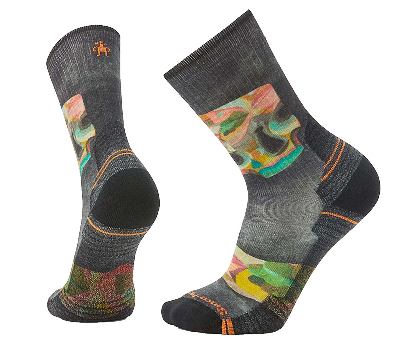 Hiking crew socks featuring light cushioned merino wool construction, breathable trail comfort, and bold Def Lyfe printed styling for outdoor adventures