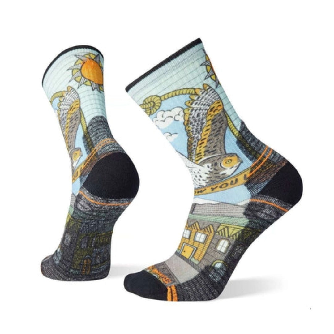 Smartwool Hike Light Cushion Print Crew Socks - Charcoal
