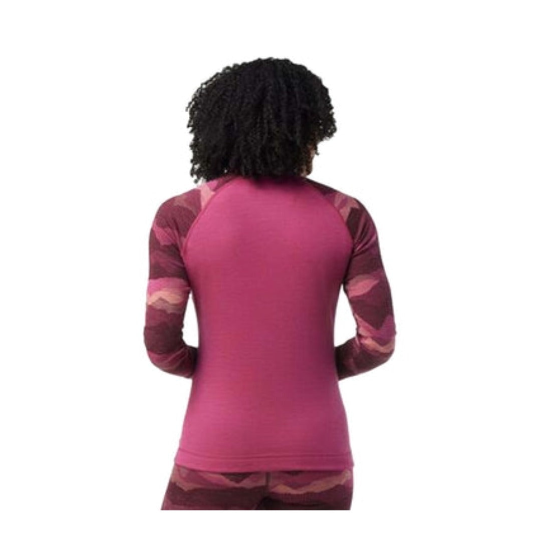 Smartwool Women's Classic Thermal Merino Base Layer Pattern 1/4 Zip - Festive Fuchsia Mountain Scape