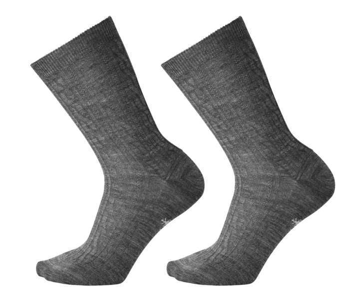 Women’s cable-knit crew socks 2-pack featuring soft merino wool construction, breathable cozy comfort, and classic textured styling for everyday casual wear