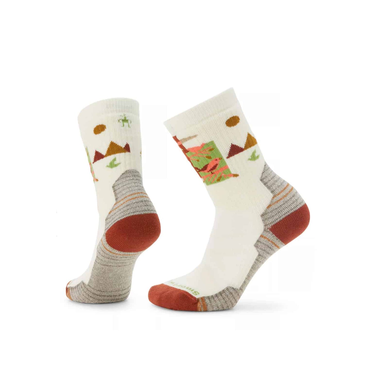 Women’s fully cushioned hiking crew socks featuring breathable merino wool construction, supportive trail comfort, and alpine-inspired outdoor styling for hiking adventures