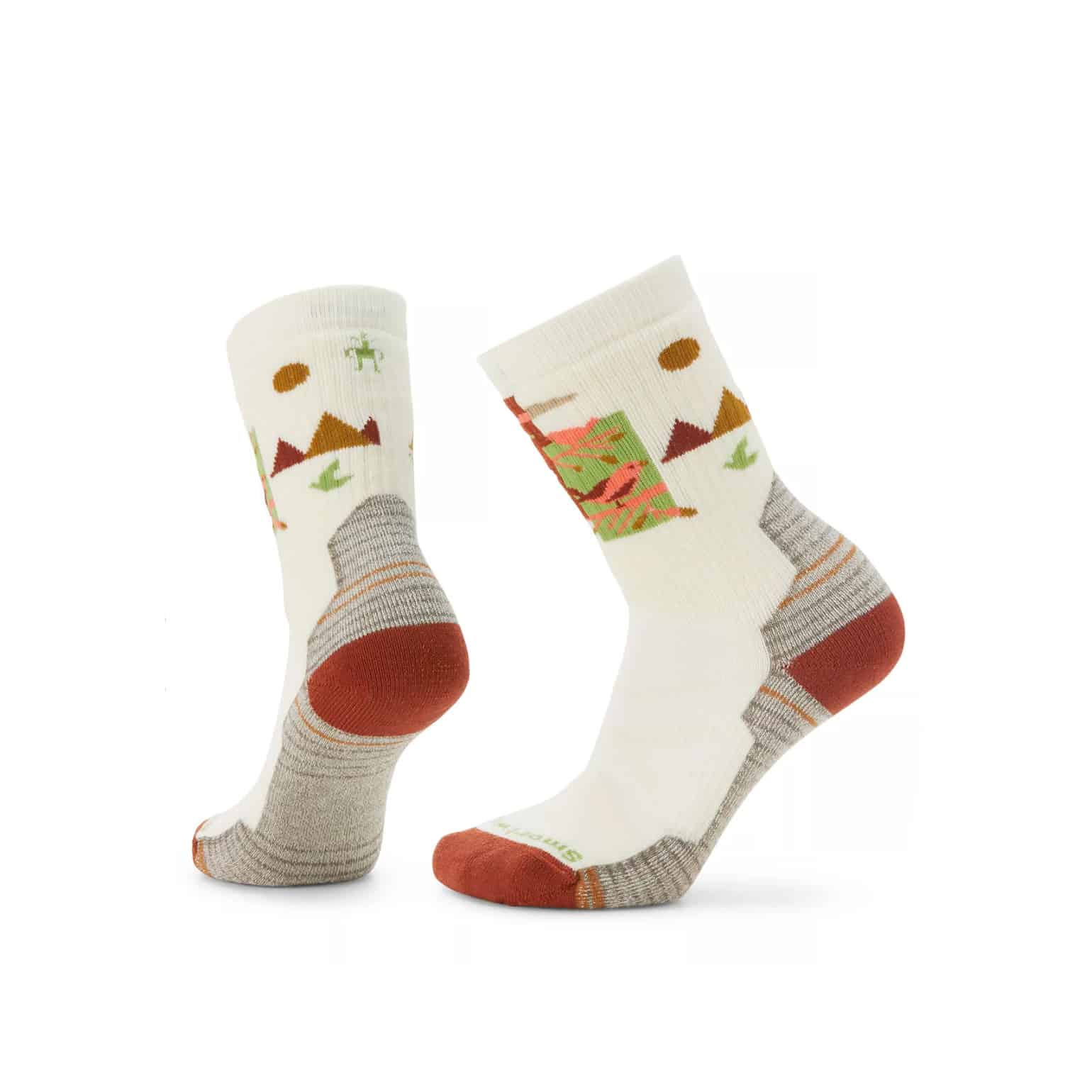 Women’s fully cushioned hiking crew socks featuring breathable merino wool construction, supportive trail comfort, and alpine-inspired outdoor styling for hiking adventures
