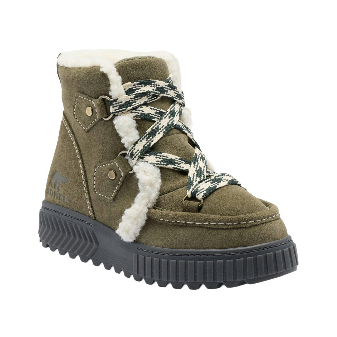 Women's waterproof winter boots featuring a modern mid-height silhouette, insulated lining, lace-up closure, cushioned sole, and lugged traction outsole