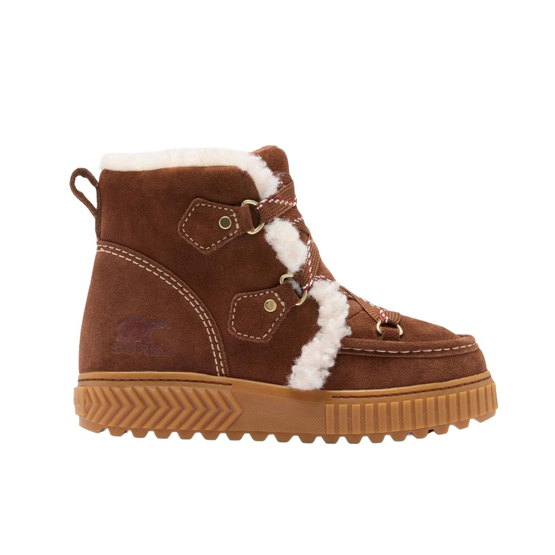 Women's waterproof winter boots featuring a modern mid-height silhouette, insulated lining, lace-up closure, cushioned sole, and lugged traction outsole.