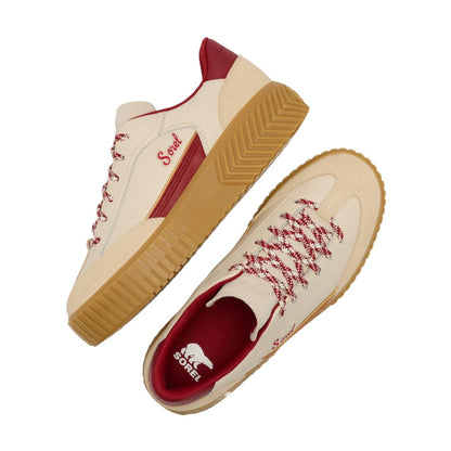 Sorel Women's Ona Ave T-Toe Sneaker - Chalk, Red Dahlia