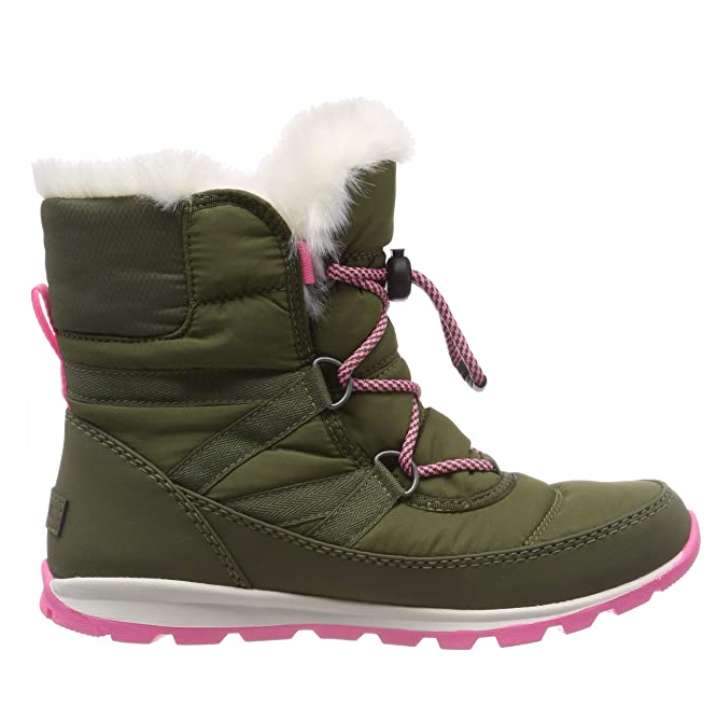 Sorel Girls' Whitney Short Lace Snow Boot (Hiker Green/Sea Salt)