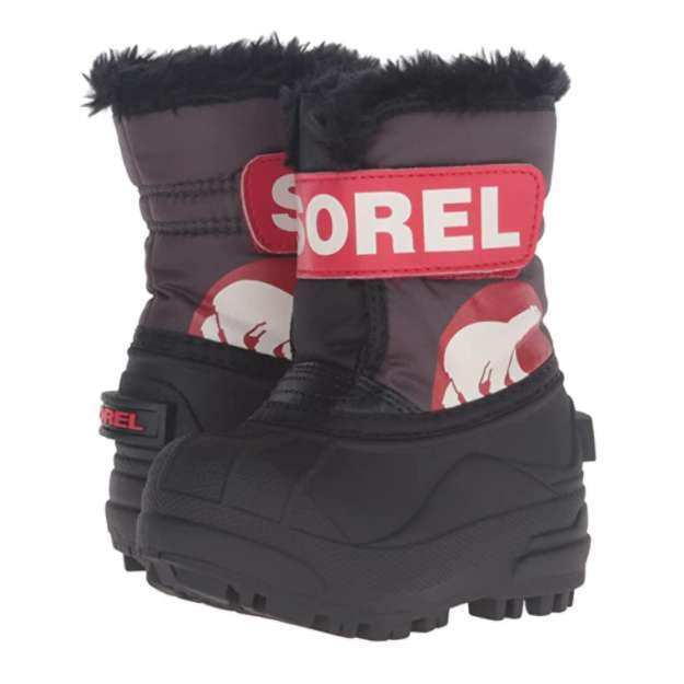 Sorel Toddler Commander-K Snow Boot (Dark Grey/Bright Red)