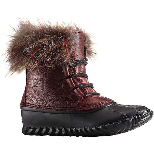 Sorel Women's Out N About Fur Lux Boots (Rich Wine)