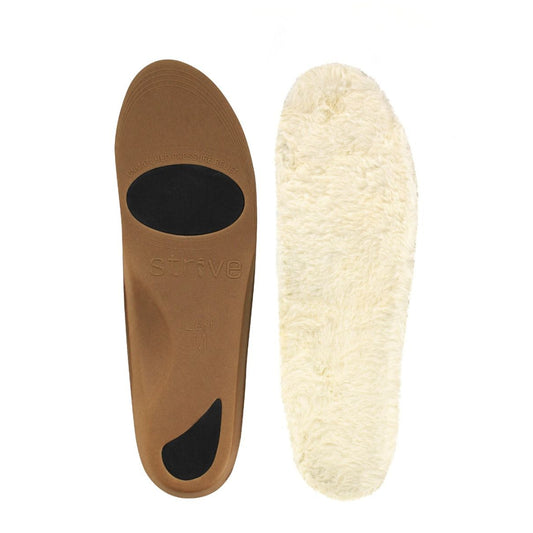 Strive Fur Lined Orthotic Insole featuring a contoured shape with soft faux-fur top for warmth and support









