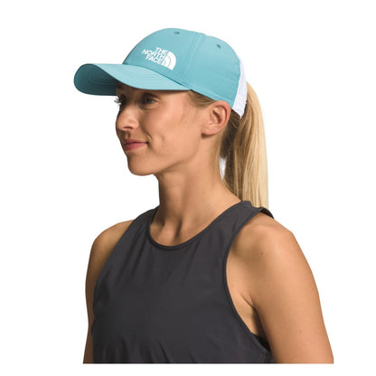 The North Face Women’s Horizon Hat featuring lightweight quick-drying fabric, curved brim, adjustable back strap, and embroidered logo for outdoor wear.