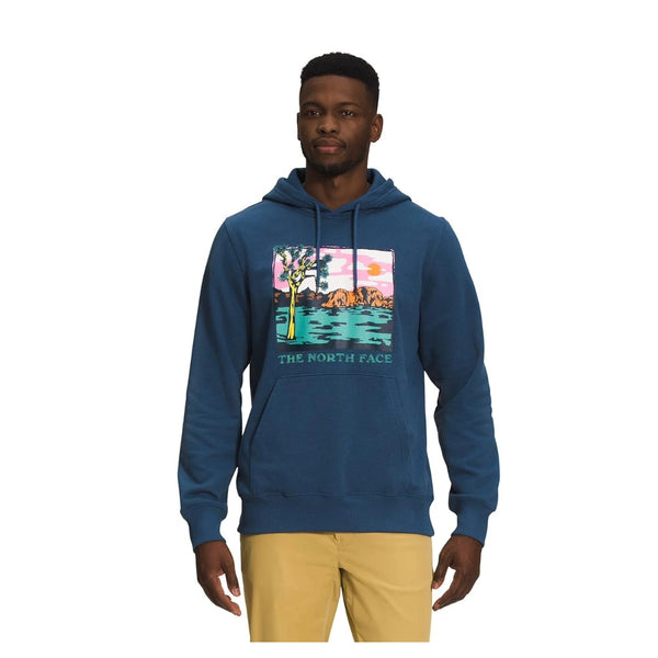 The North Face Men's Graphic Injection Hoodie featuring soft fleece fabric, adjustable drawstring hood, ribbed cuffs, and bold front graphic detail for casual everyday wear.