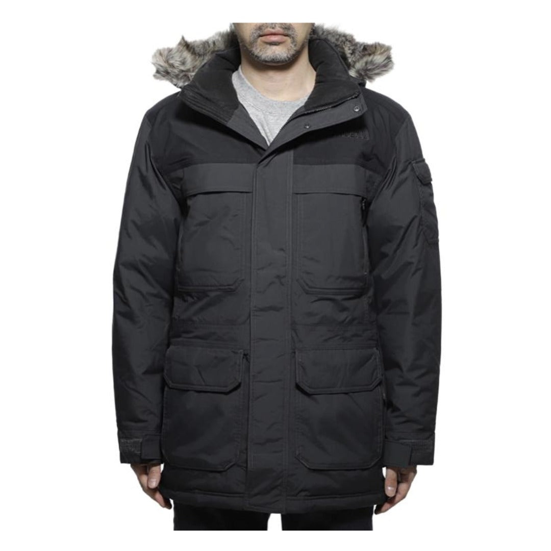 THE NORTH FACE men’s McMurdo Parka III in a long insulated parka design with hood and multiple pockets, built for waterproof, windproof protection and cold-weather warmth.