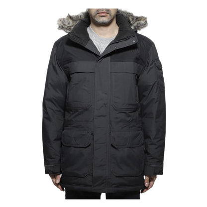 THE NORTH FACE men’s McMurdo Parka III in a long insulated parka design with hood and multiple pockets, built for waterproof, windproof protection and cold-weather warmth.