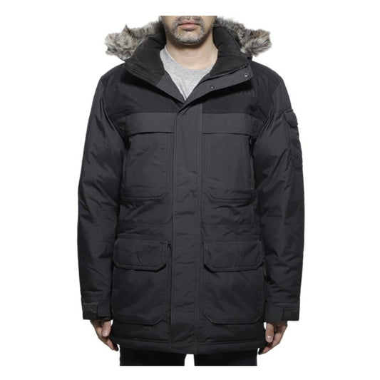 THE NORTH FACE men’s McMurdo Parka III in a long insulated parka design with hood and multiple pockets, built for waterproof, windproof protection and cold-weather warmth.