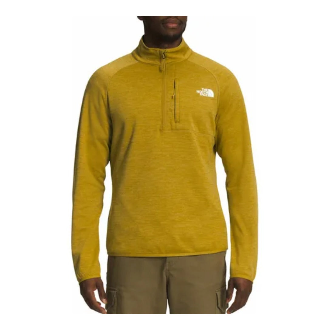 The North Face Men’s Canyonlands 1/2 Zip fleece pullover with half-zip collar, chest pocket, and stretch midweight fleece fabric.