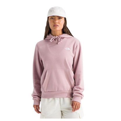 Women wearing a casual hooded sweatshirt with front kangaroo pocket and Simple Dome logo, designed for everyday comfort.
