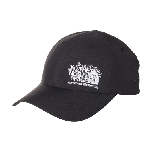 The North Face Women’s Horizon Hat featuring lightweight quick-drying fabric, curved brim, adjustable back strap, and embroidered logo for outdoor wear.
