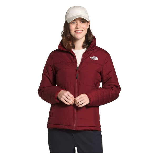 Women’s North Face Mossbud Reversible Jacket showing smooth exterior and plush fleece interior.