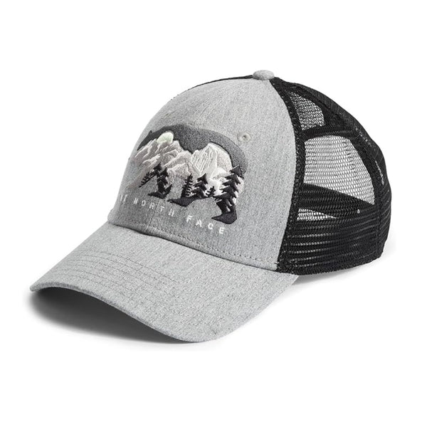 The North Face Embroidered Mudder Trucker hat featuring a structured cotton front with embroidered logo and breathable mesh back panels.









